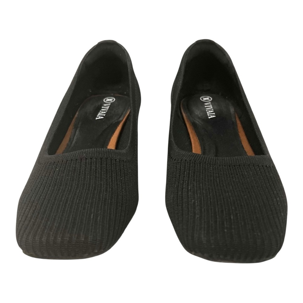 Vivaia Melody Black Knit Square Toe Comfort Slip On Block Heels Women’s 37 - Picture 4 of 15